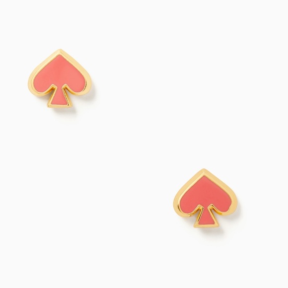 Kate Spade Everyday Spade Coral Enamel Studs - Picture 1 of 5